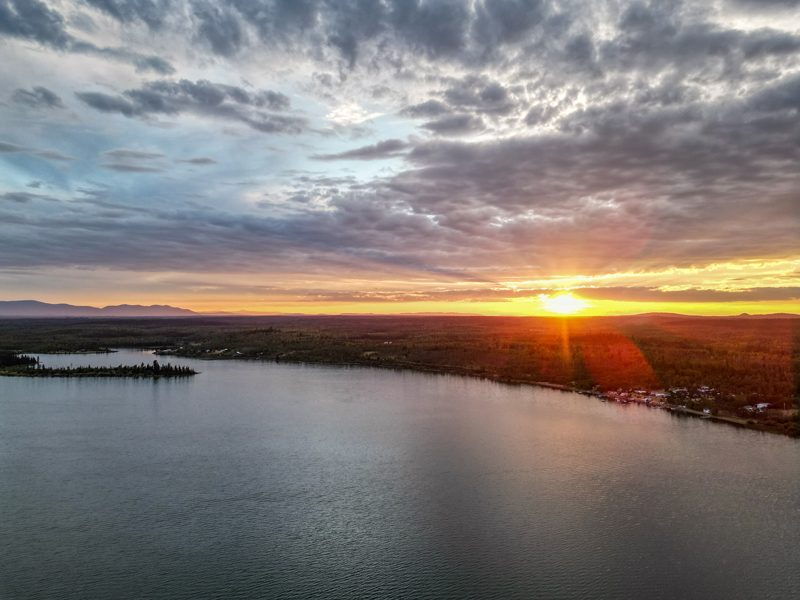 Aerial sunset photo of Green Lake taken from drone.